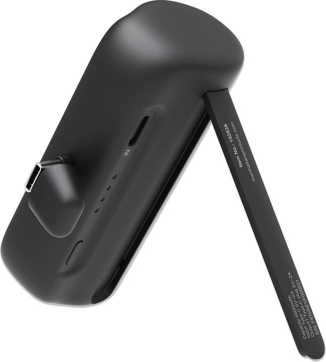 Produktbild Manhattan Powerbank 5000 mAh mit integriertem USB-C-Stecker 10W zur Nutzung als Handyhalterung mit L (5000 mAh, 10 W, 10 Wh)