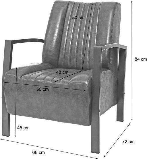Produktbild Swisshandel24 Sessel, Loungesessel Polstersessel Relaxsessel, Metall Industriedesign - vintage grau