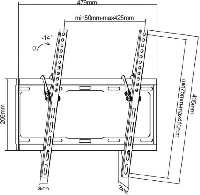 Cabletech Wall-mounted tiltable TV 32-55 inch (max. 35 kg) (55", 35 kg)