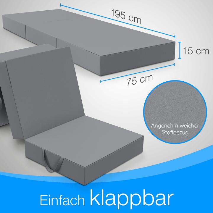 Image du produit Bestschlaf Klappmatratze, 3-teilige Faltmatratze, Reisebett, Gästematratze (90 x 200 cm, Noyau de mousse)
