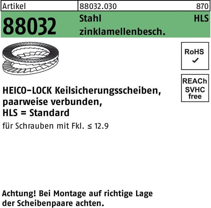 Produktbild Heico Keilsicherungsscheibe R 88032 HLS-16 Stahl zinklamellenbesch. geklebt