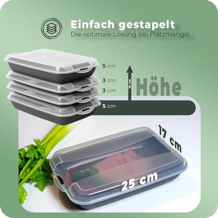 Actual product image Novaliv 10er-Set Anthrazit Premium Aufschnittbox mit Transparentem Deckel, Frischhaltedosen für Wurs (25 x 17 x 3 cm)