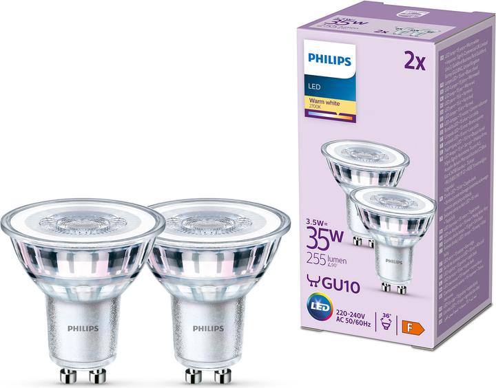 Image du produit Philips LED Classic (GU10, 3.50 W, 255 lm, 2 x, F)