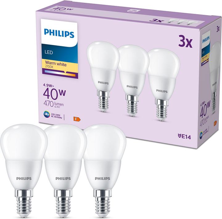 Immagine prodotto Philips Lampada a led (E14, 4.90 W, 470 lm, 3 x, F)