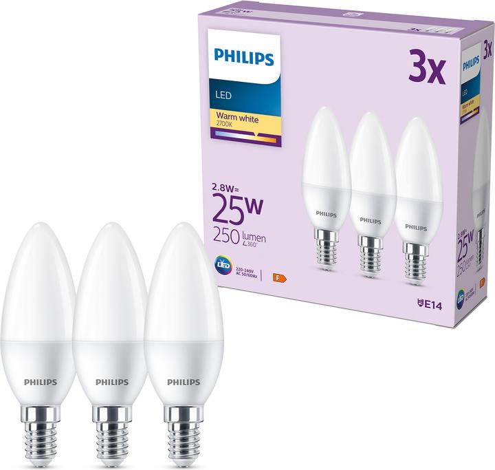 Produktbild Philips LED Lampe (E14, 2.80 W, 250 lm, 3 x, F)