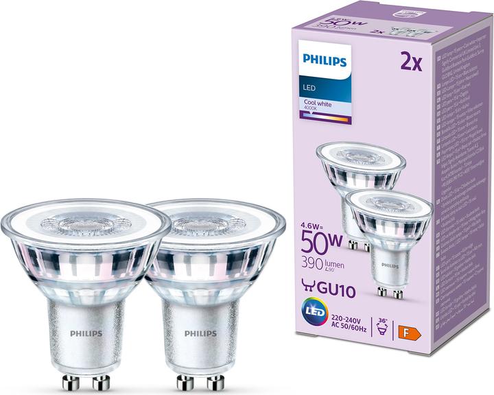 Actual product image Philips LED Classic (GU10, 4.60 W, 390 lm, 2 x, F)