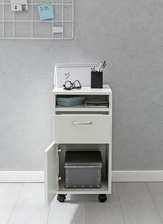 Image du produit FineBuy Caisson roulant en bois plaqué blanc (38 x 33 x 63 cm)