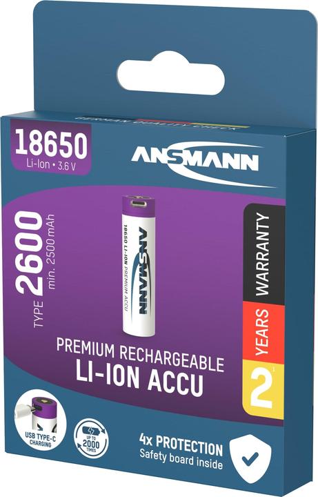 Immagine prodotto Ansmann Li-Ion 18650 (1 pz., 18650, 2600 mAh)