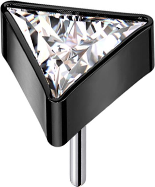 Actual product image Star Piercing Threadless triangle black crystal silver (without brass, Titanium G23)