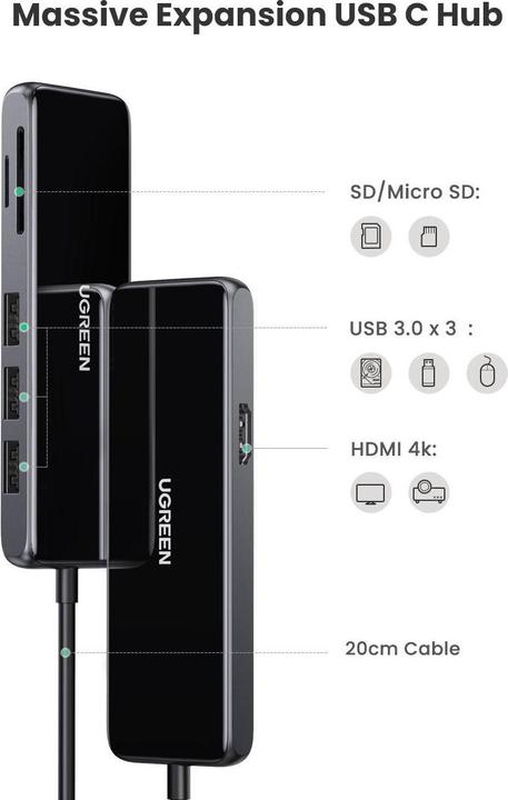 Immagine prodotto Ugreen 6-in-1 4K Hub (USB-C, 6 Porti)