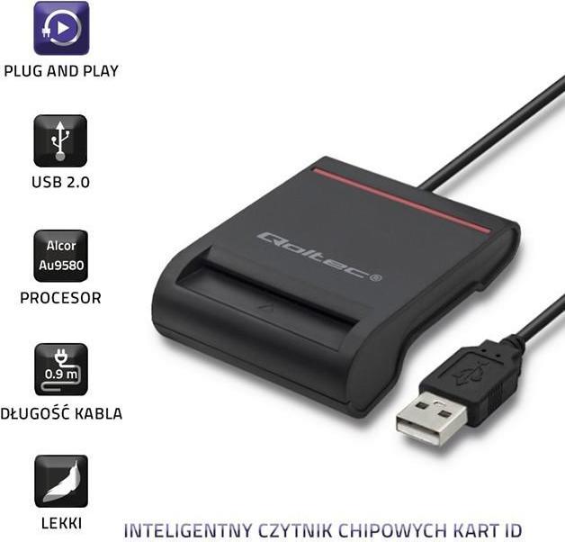 Produktbild Qoltec Skeneris Smart chip ID card scanner USB 2.0 Plug&Play (USB 2.0)