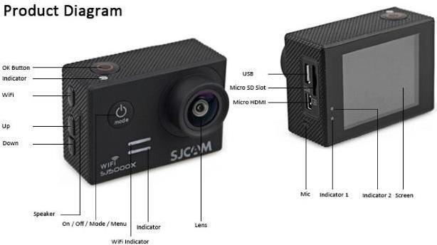 Actual product image Sjcam SJ5000X action sports camera 4K Ultra HD CMOS 12 MP Wi-Fi 68 g (60p, Wi-Fi)
