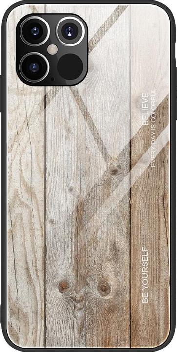 Produktbild Art iPhone 12 Mini Glas Gummi Schutzhülle Holzoptik Weiss (Apple iPhone 12 mini)