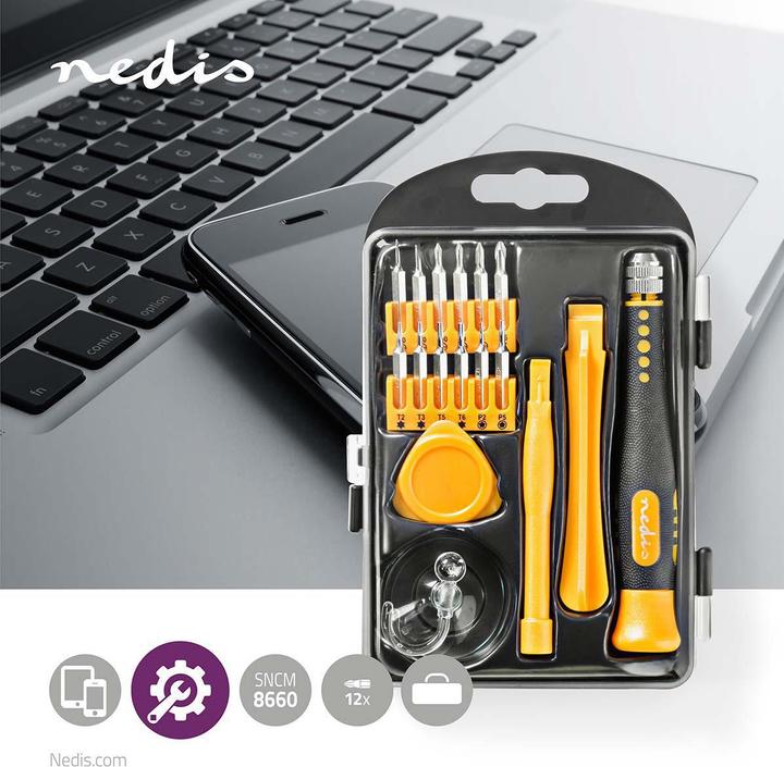 Immagine prodotto Nedis Set di riparazione per telefono/tablet | 17-in-1 | PC / Smartphone / Tablet (17 pezzi)
