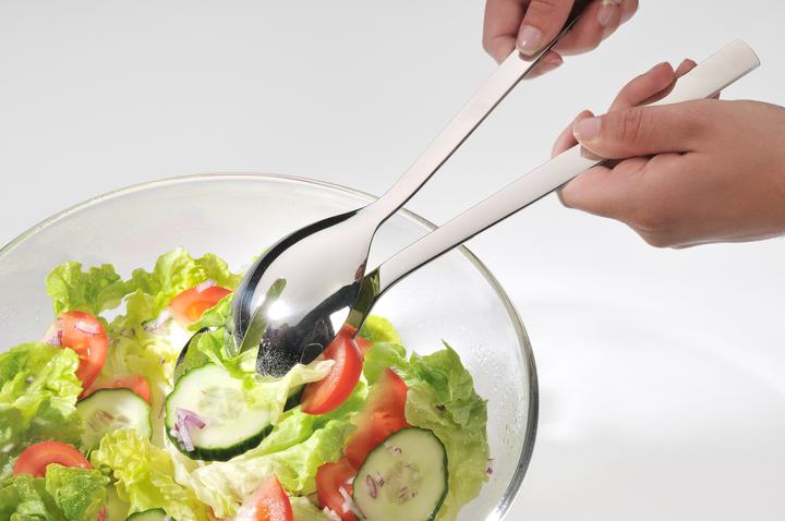 Produktbild WMF Salatschüssel Set mit Salatbesteck 25cm Taverno Glas Edelstahl 18/10 poliert (23.50 cm, 2.50 l, 3 x)