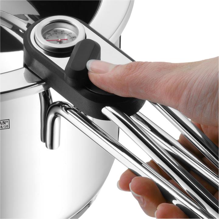 Produktbild WMF Kochtopf Simmertopf 18cm mit Temperaturanzeige Topf 1,5l Edelstahl Induktion (18 cm, Kochtopf, Edelstahl)