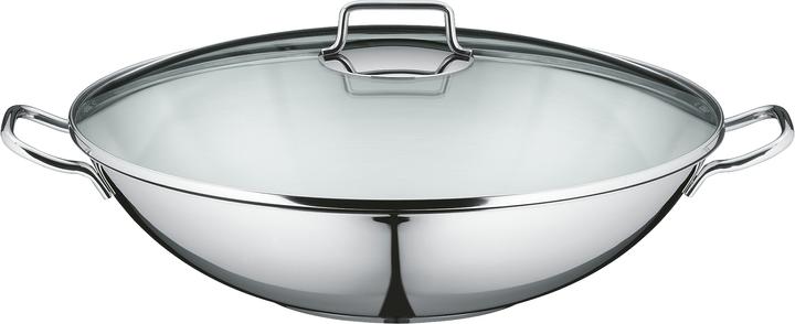 Produktbild WMF Wok Set 4tlg Wokpfanne 36cm 4,5l Glasdeckel Induktion Edelstahl (36 cm, Wok Pfanne, Edelstahl)