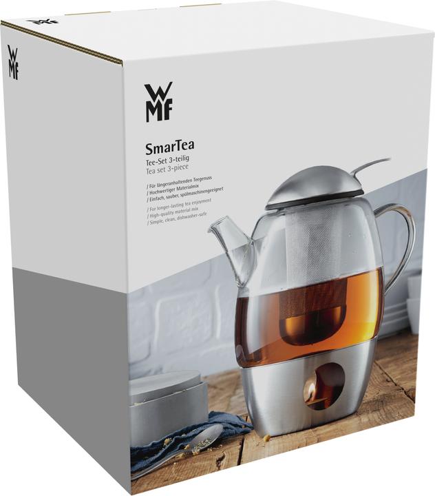 Produktbild WMF Teeset Teekanne mit Stövchen und Siebeinsatz 3tlg Glaskanne 1l SmarTea (1 l)