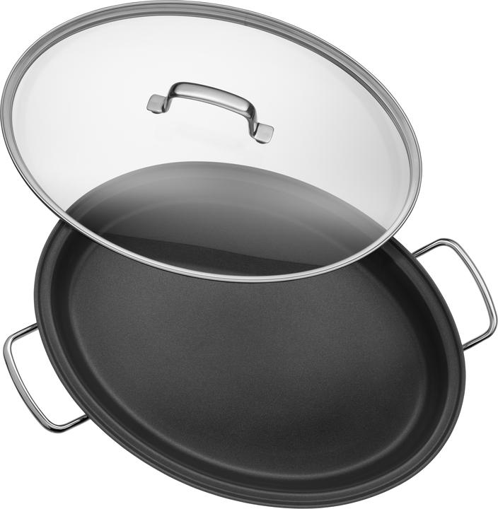 Produktbild WMF Fischpfanne oval Schmorpfanne 38cm Deckel Induktion Edelstahl beschichtet (26 cm, Bratpfanne, Edelstahl)