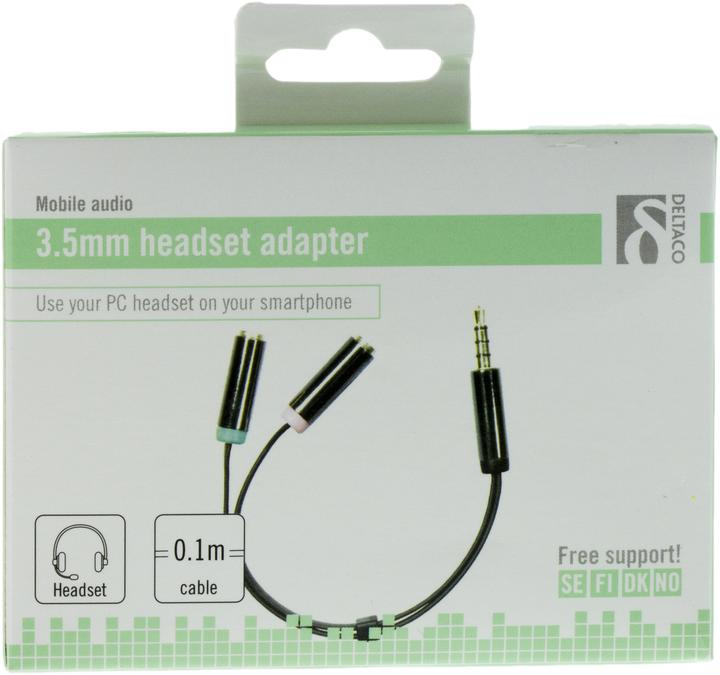 Produktbild Deltaco Adapter PC-headset 1 x 3.5mm ha -> 2 3.5m ho (0.10 m)