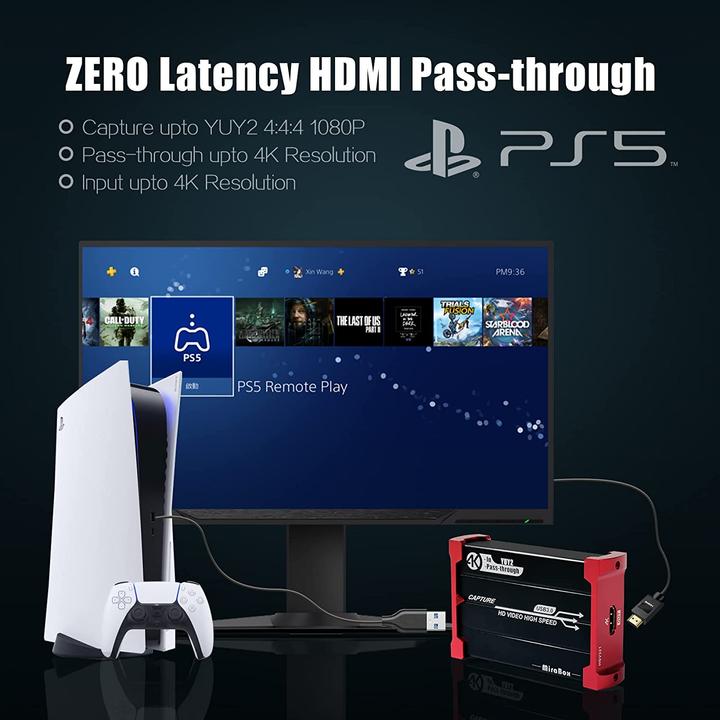 Actual product image MiraBox HDMI Game Capture Card 4K