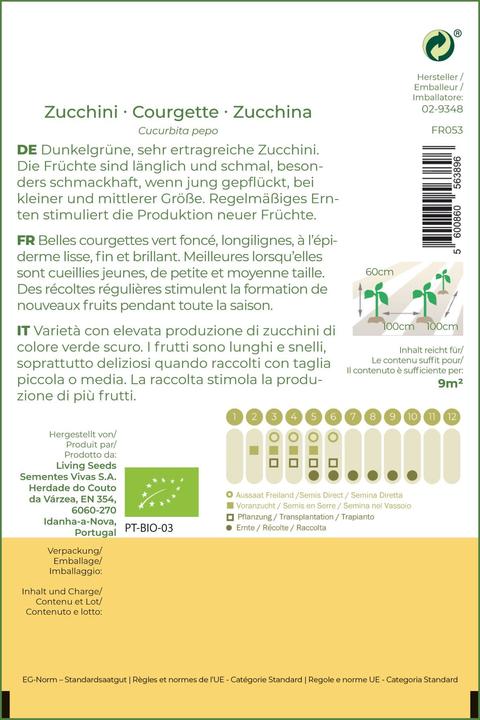 Image du produit Living Seeds Courgette Black Beauty (Graines de légumes)
