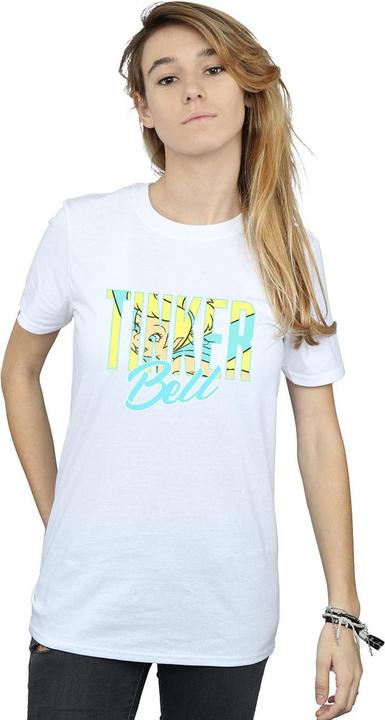 Actual product image Disney Womens/Ladies Tinker Bell Wording Infill Cotton Boyfriend T-Shirt (M)