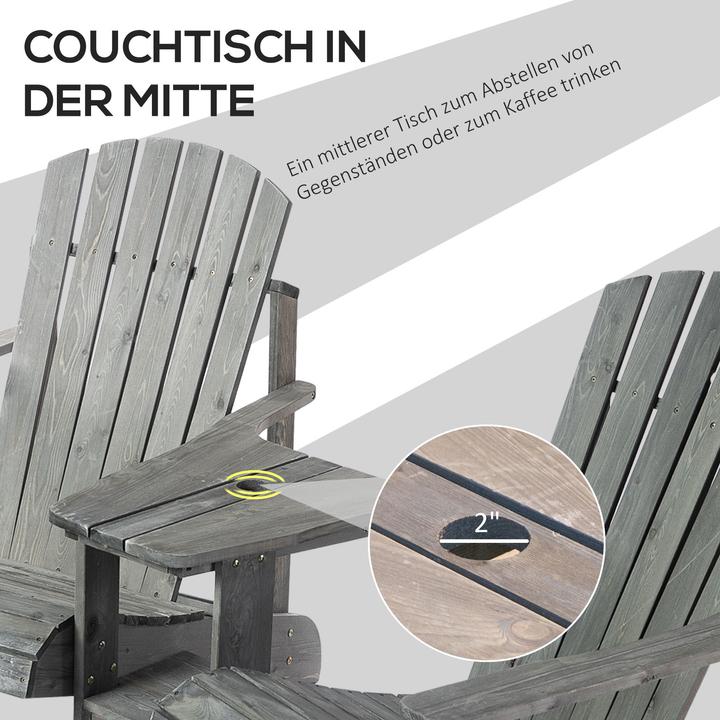 Produktbild Outsunny Gartenbank mit Tisch und Schirmloch