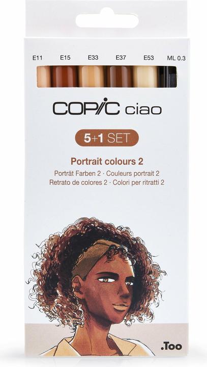 Produktbild Copic Marker ciao, 5+1 Set "Portrait 2" (Beige, Sandbraun, Sepia, Braun, 0.30 mm, 6 x)