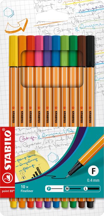 STABILO point 88 Fineliner (Mehrfarbig, 10 x)