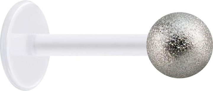 Produktbild Star Piercing Micro Labret transparent mit Kugel silber gesprenkelt (ohne Messing, Chirurgenstahl 316L, Bioflex)