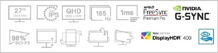 Actual product image Dell S2721DGFA (2560 x 1440 pixels, 27")