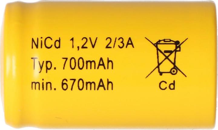 Produktbild Panasonic Akku KR-600AE 2/3 A Cadnica, Flat Top ohne Lötfahne (1 Stk., 700 mAh, Ladegerät ohne Akku)