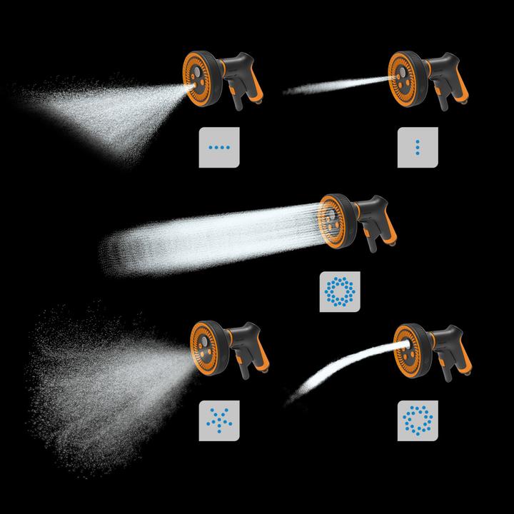 Produktbild Fiskars Sprühpistole Multi, 5 Funktionen, Stufenlos regelbarer Durchfluss, Mit Frontregler und Ein/A