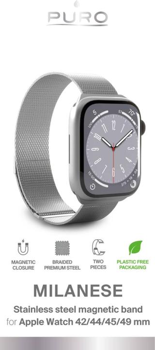 Actual product image Puro Milanese Mesh Strap For Apple Watch 42-44-45-49mm (42 mm, 44 mm, 45 mm, 49 mm, Stainless steel, Apple Watch Series 1, Apple Watch Series 2, Apple Watch Series 3, Apple Watch Series 4, Apple Watch Series 5, Apple Watch Ultra, Apple Watch Ultra 2, Apple Watch Series 6, Apple Watch Series 7, Apple Watch Series 8, Apple Watch Series 9, Apple Watch SE)