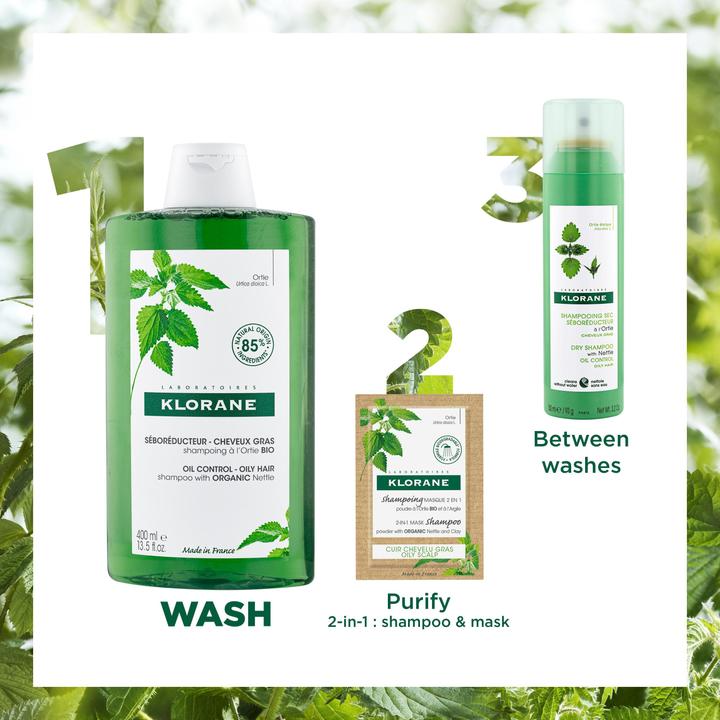 Produktbild Klorane Talgregulierendes Shampoo mit BIO-Brennnessel (200 ml, Flüssiges Shampoo)