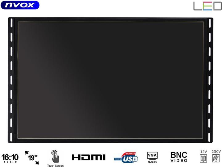 Produktbild Nvox Touch Monitor Open Frame led 19cali vga hdmi usb bnc 12v 230v