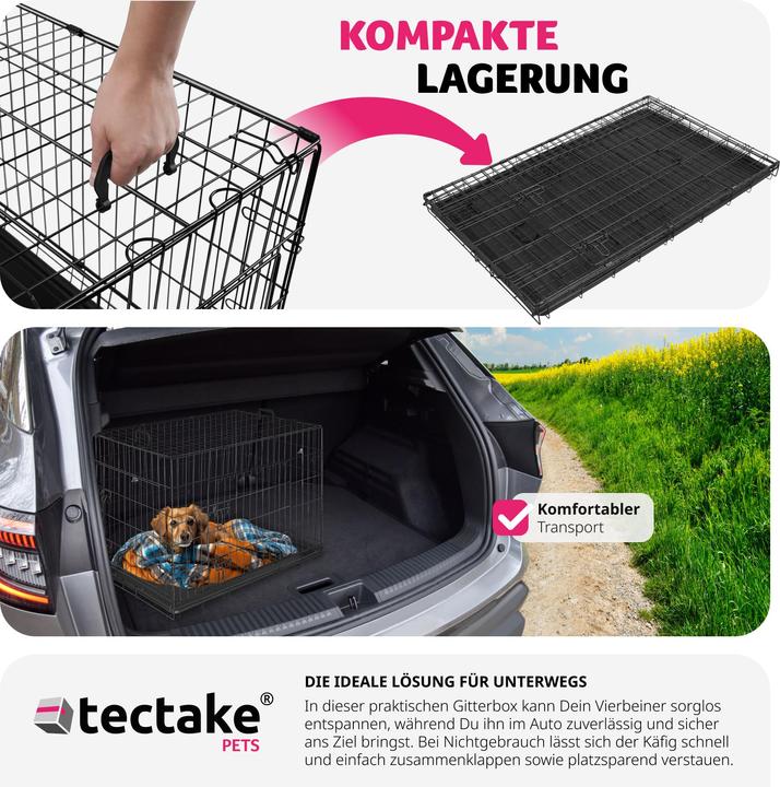 Immagine prodotto tectake Gabbia a griglia per cani Luna, pieghevole, con 2 porte (Cane, Pieghevole)