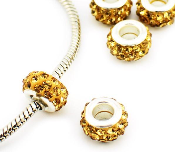 Produktbild Hermex Strass Bead versilbert 925 - Silbrig Mokka (Silber 925)