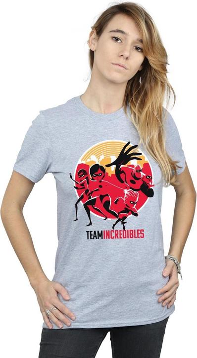 Actual product image Disney Womens/Ladies Incredibles 2 Team Incredibles Cotton Boyfriend T-Shirt (5XL)