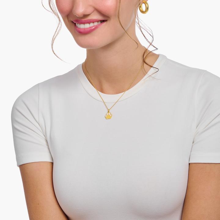 Actual product image Thomas Sabo Gold-plated chain with paw pendant and white enamel (925 silver, Enamel, 38 - 45 cm)