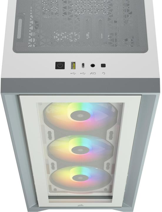 Produktbild Corsair iCUE 4000X RGB Mid-Tower White-Gehäuse aus gehärtetem Glas (mATX, Mini-ITX, ATX, E-ATX)