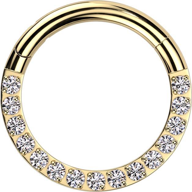 Produktbild Star Piercing Micro Segmentring klappbar vergoldet front Kristalle silber (ohne Messing, Titan G23)