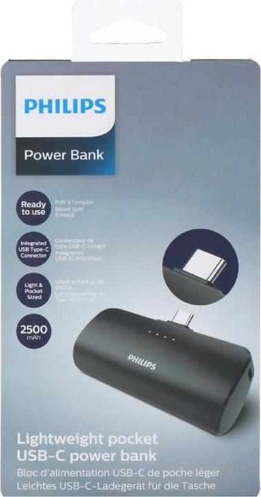 Actual product image Philips Powerbank DLP2510C/04 2500 mAh (2500 mAh, 0 W, 9.25 Wh)