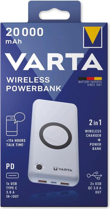 Produktbild Varta Wireless Power Bank + Ladekabel (20000 mAh, 20 W, 74.74 Wh)
