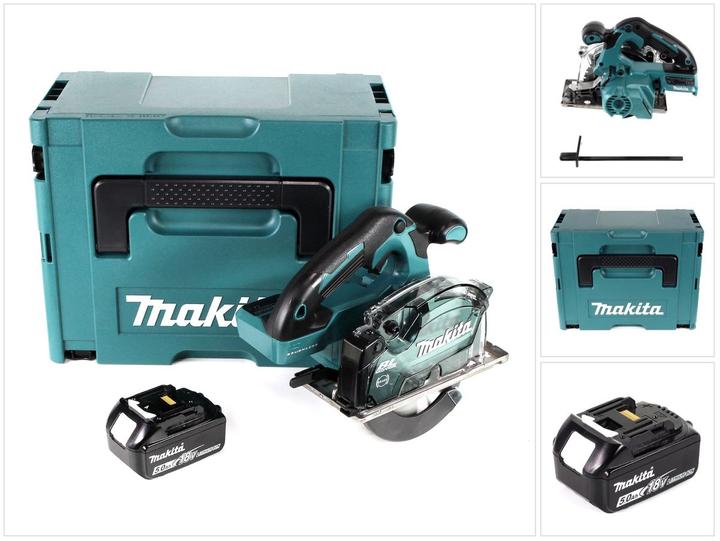 Produktbild Makita DCS 553 T1J Akku Metallhandkreissäge 18V 150 mm Brushless + 1x Akku 5,0Ah + Makpac - ohne Lad