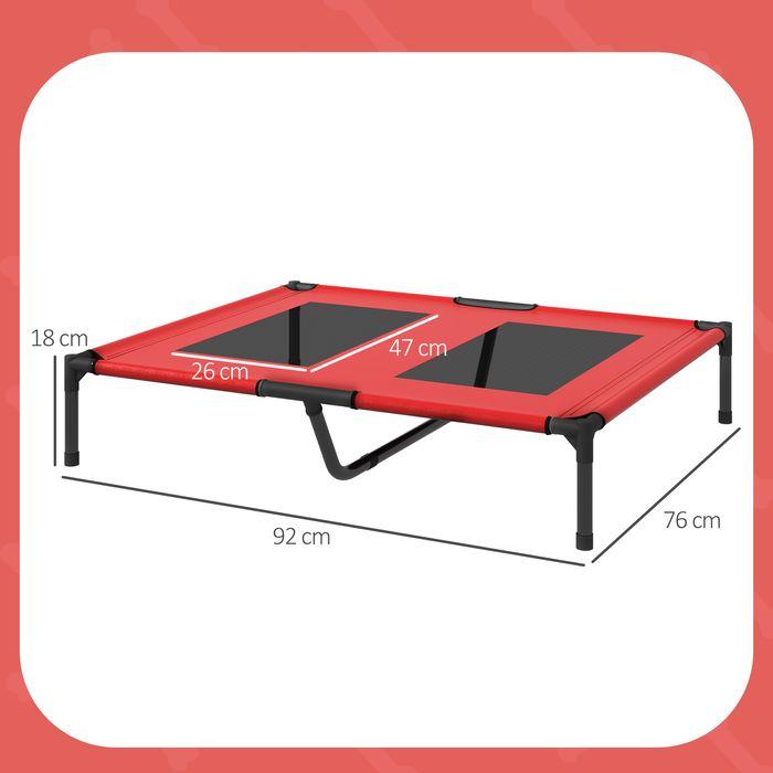Actual product image Swisshandel24 Dog bed, dog lounger, robust, raised & weatherproof, up to 50 kg, 92x76x18cm, red (Dog)