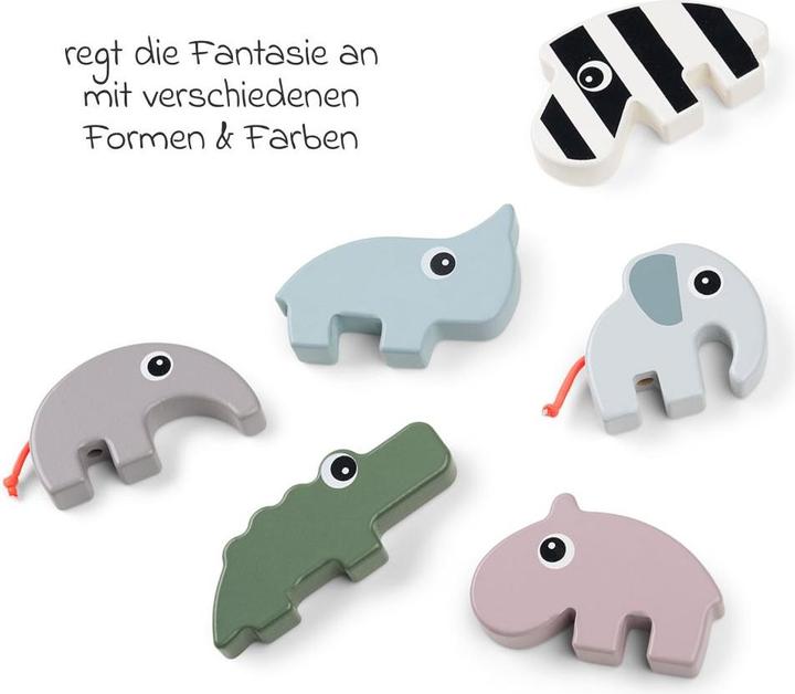 Produktbild Done by Deer Stapeltürme & Steckspiele Holzbausteine 34 Stück mit Spiegel, Rassel