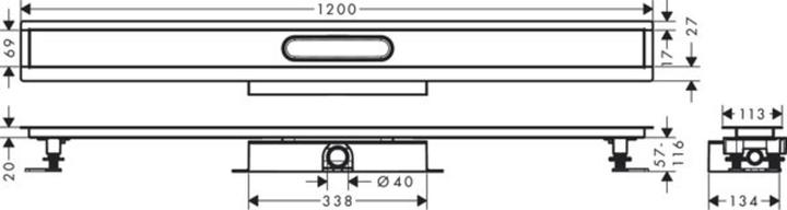 Actual product image hansgrohe HG complete set uBox universal for shower channels prefabricated sets, flat 1200mm (1200 mm)