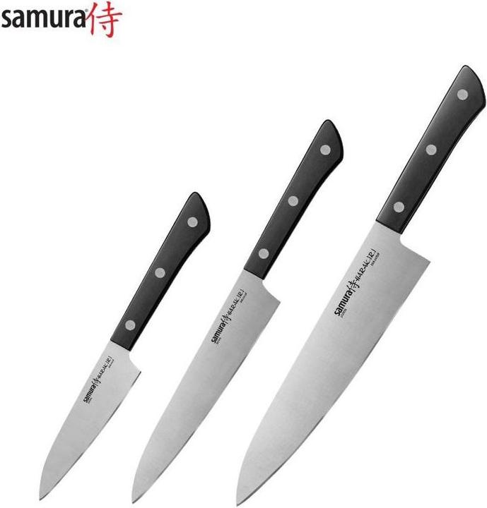 Immagine prodotto Samura HARAKIRI Set di 3 coltelli da cucina, nero: SHR-0085B, SHR-0023B, SHR-0011B (20.80 cm)